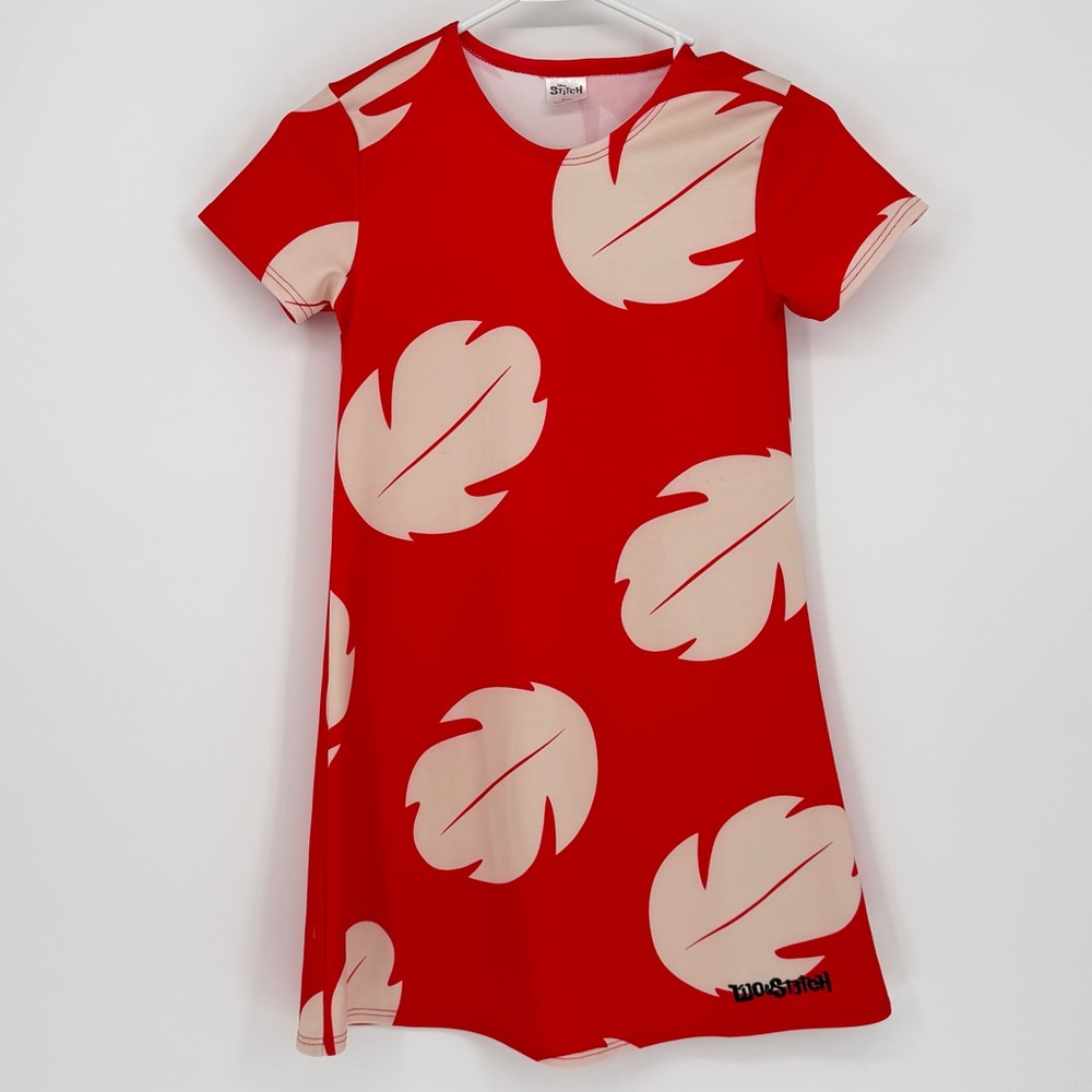 Lilo & Stitch Red Tropical Leaf Print Dress